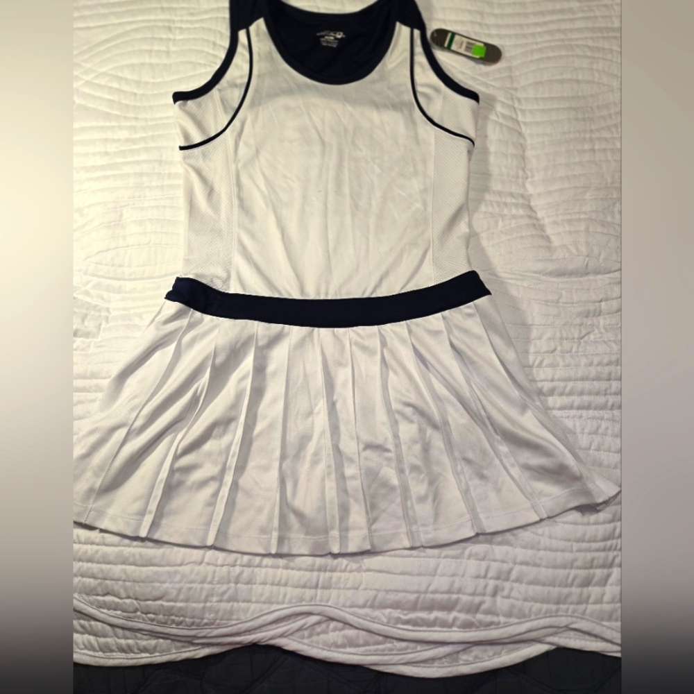 Bcg Girl's tennis dress. Size 16. White With Blue Trim.  Bnwt.